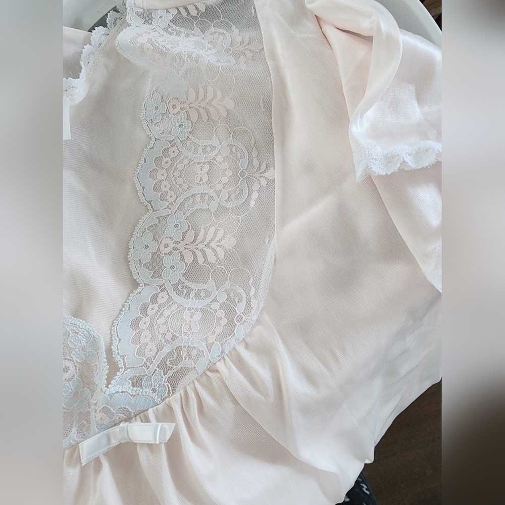 Vintage Lace Pink Nightie Slip Nightgown - Picture 7 of 11